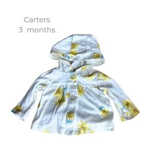 Carter’s Baby Girl Floral Hoodie Jacket White/Yellow/Blue Size 3M
